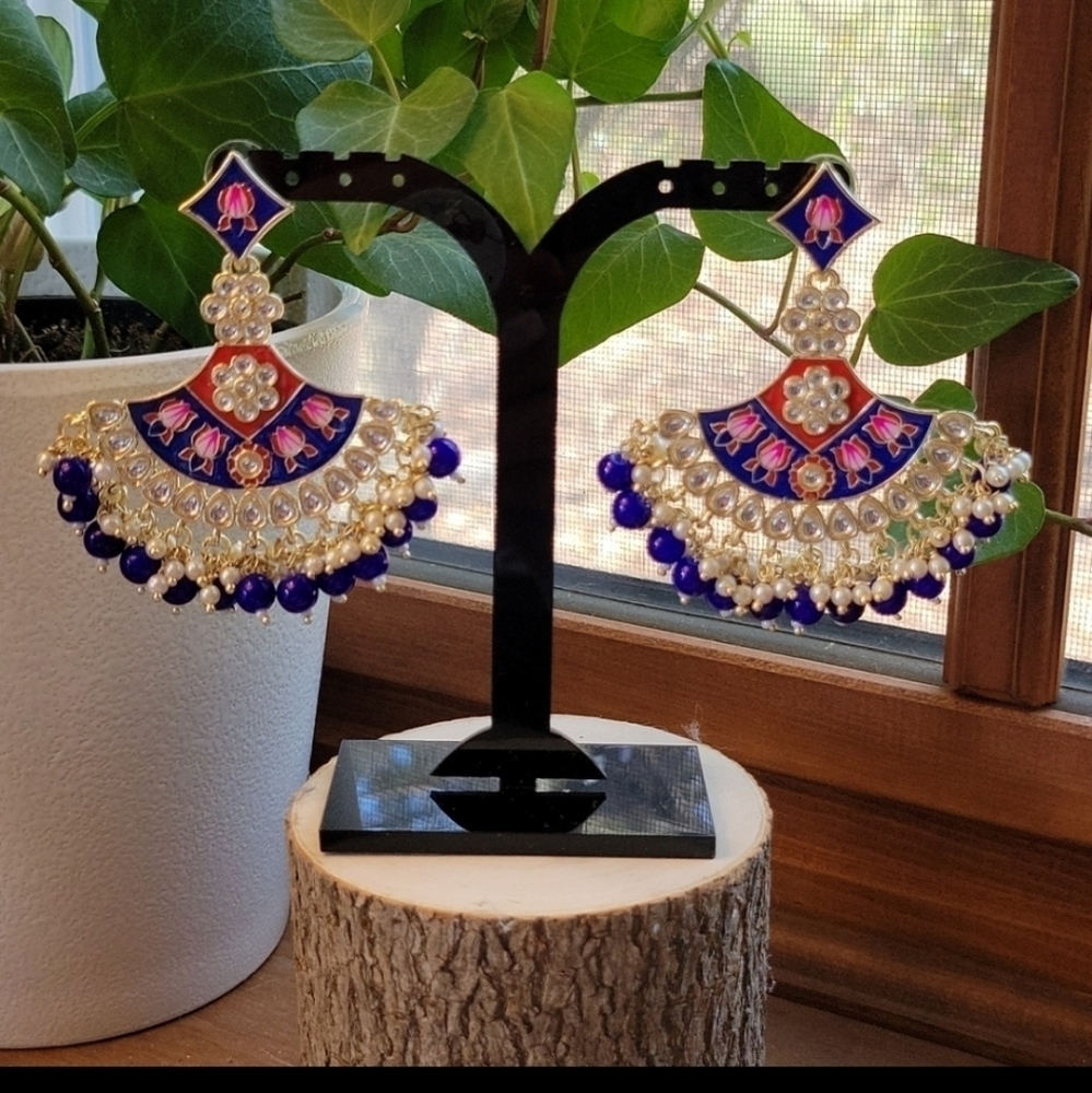 🔥LAST PAIR🔥 Jhumka Bead Embellished Luxury Chandelier Earrings - Picture 4 of 8